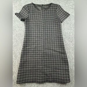 Theory Black Grey Houndstooth Wool Mini Dress Size 4